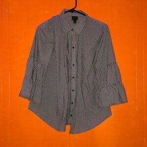 Worthington women’s dress top striped ,flared sleeves ,office/work shirt